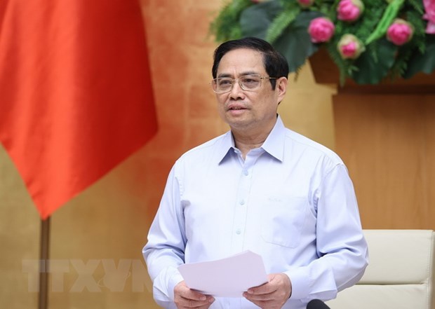 Thủ tướng Phạm Minh Chính phát động phong trào thi đua đặc biệt. (Ảnh: Dương Giang/TTXVN)